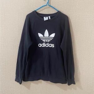 adidas Black Crewneck Sweatshirt with White Trefoil